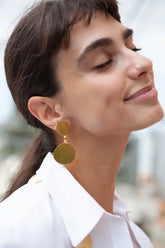 Boucles d'oreilles rondes 2 ou 3 Pépites à clips I Dorée